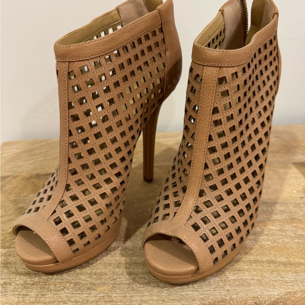 Michael Kors- Women's Tan Peep-Toe Heeled Sandals
